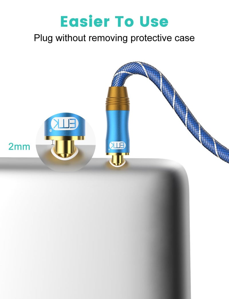 EMK 90 Degree Right Angle Aux Cable - [24K Gold-Plated,Sound Quality] Audio Stereo Male to Male Cable for Laptop, Tablets, MP3 Players,Car/Home Aux Stereo, Speaker or More(16.5FT/5M) - Image 5